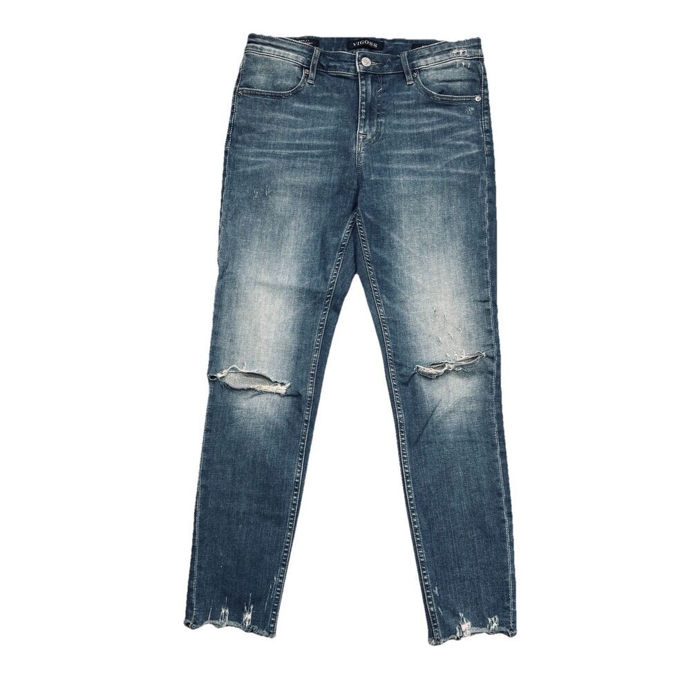 Vigoss Marley Super Skinny Jeans 28 (29x26) Blue Distressed Stretch Denim Womens